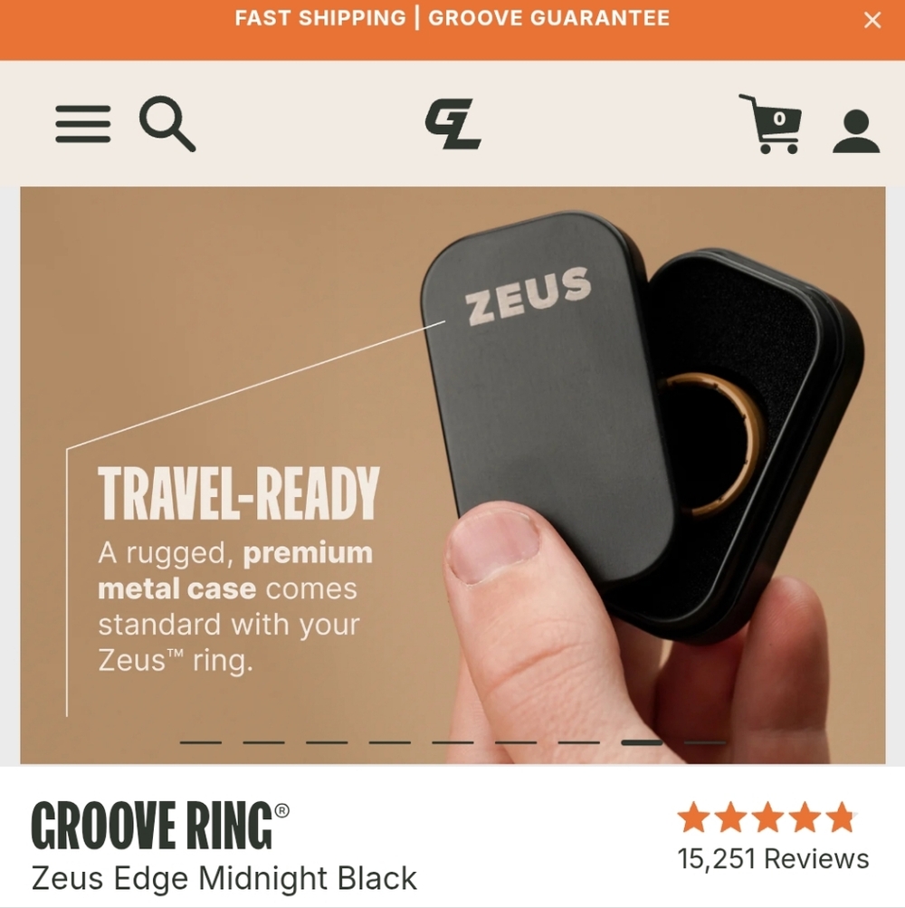 Groove Ring Zeus Edge Midnight Black size 8 - Picture 3 of 8